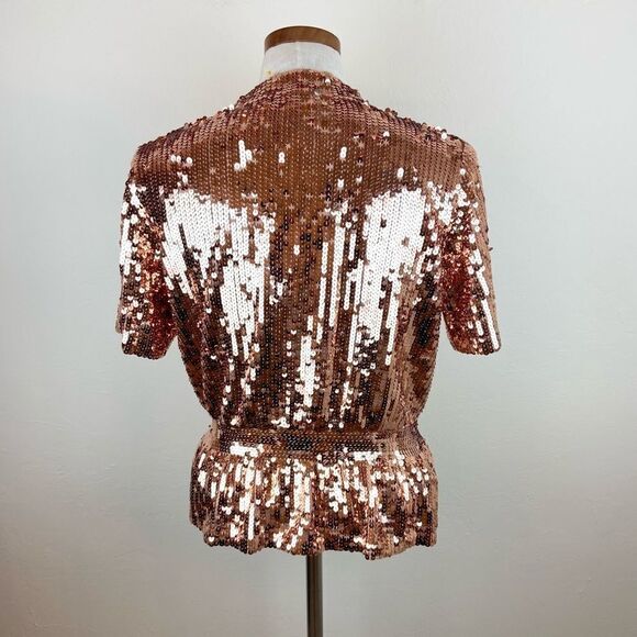 Boston Proper Rose Gold Must Have Sequin Cardigan Jacket - Picture 6 of 7